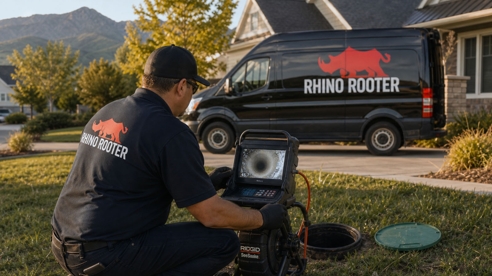 Camera inspection of a sewer line before any digging
