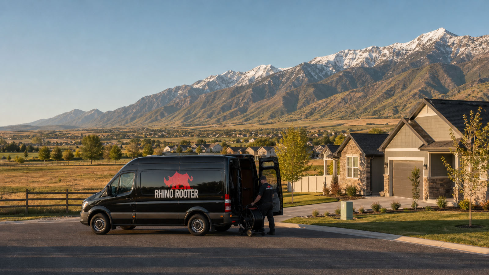 Rhino Rooter crew working a sewer repair in Farr West, UT