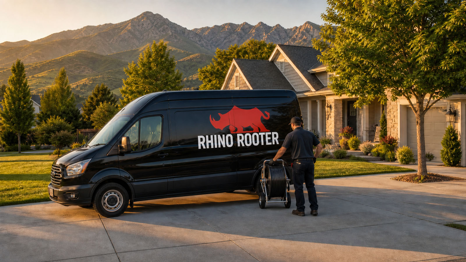 Rhino Rooter service team arriving at a northern Utah home
