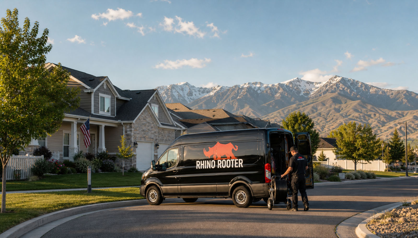 Rhino Rooter crew working a sewer repair in Layton, UT