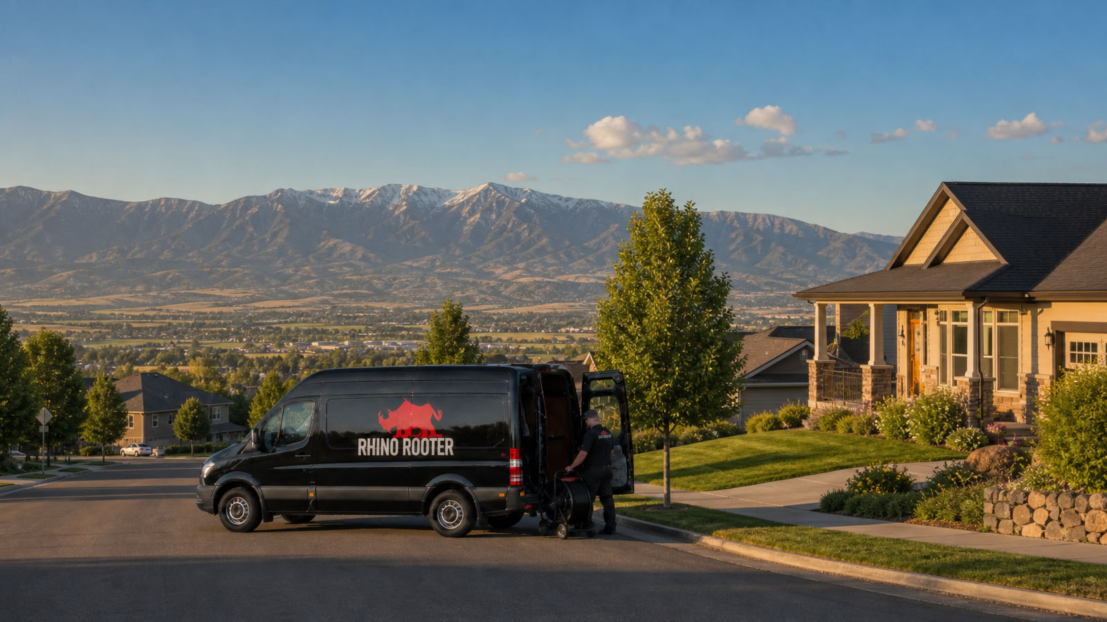 Rhino Rooter crew working a sewer repair in Logan, UT