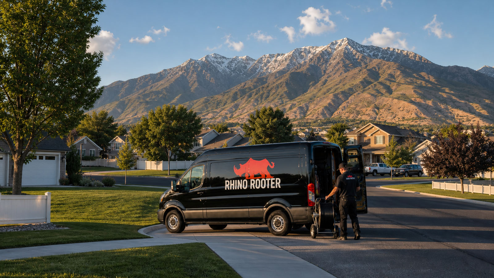 Rhino Rooter crew working a sewer repair in Pleasant View, UT