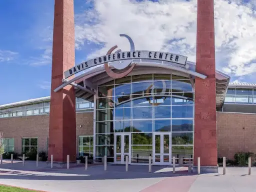 The entrance at Davis Conference Center shows it is a welcoming place for Rhino Rooter events about hydro jetting or sewer repair.