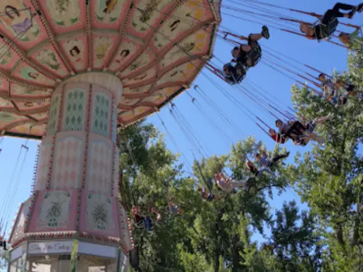 People enjoy a fun ride at an amusement park, showing how Rhino Rooter plumbers work hard and also know how to relax.