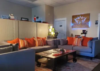 This image shows a warm and welcoming waiting area at Rhino Rooter, letting clients know they are in a comfortable place to get expert plumbing help.