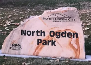 A welcoming sign for North Ogden Park and North Ogden City shows community pride—an area Rhino Rooter serves.