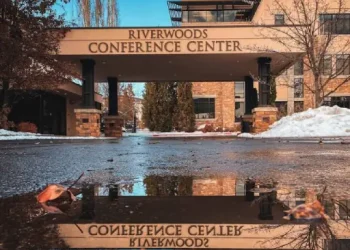 Rhino Rooter sign at Riverwoods Conference Center, showing expert care like our sewer and drain services.